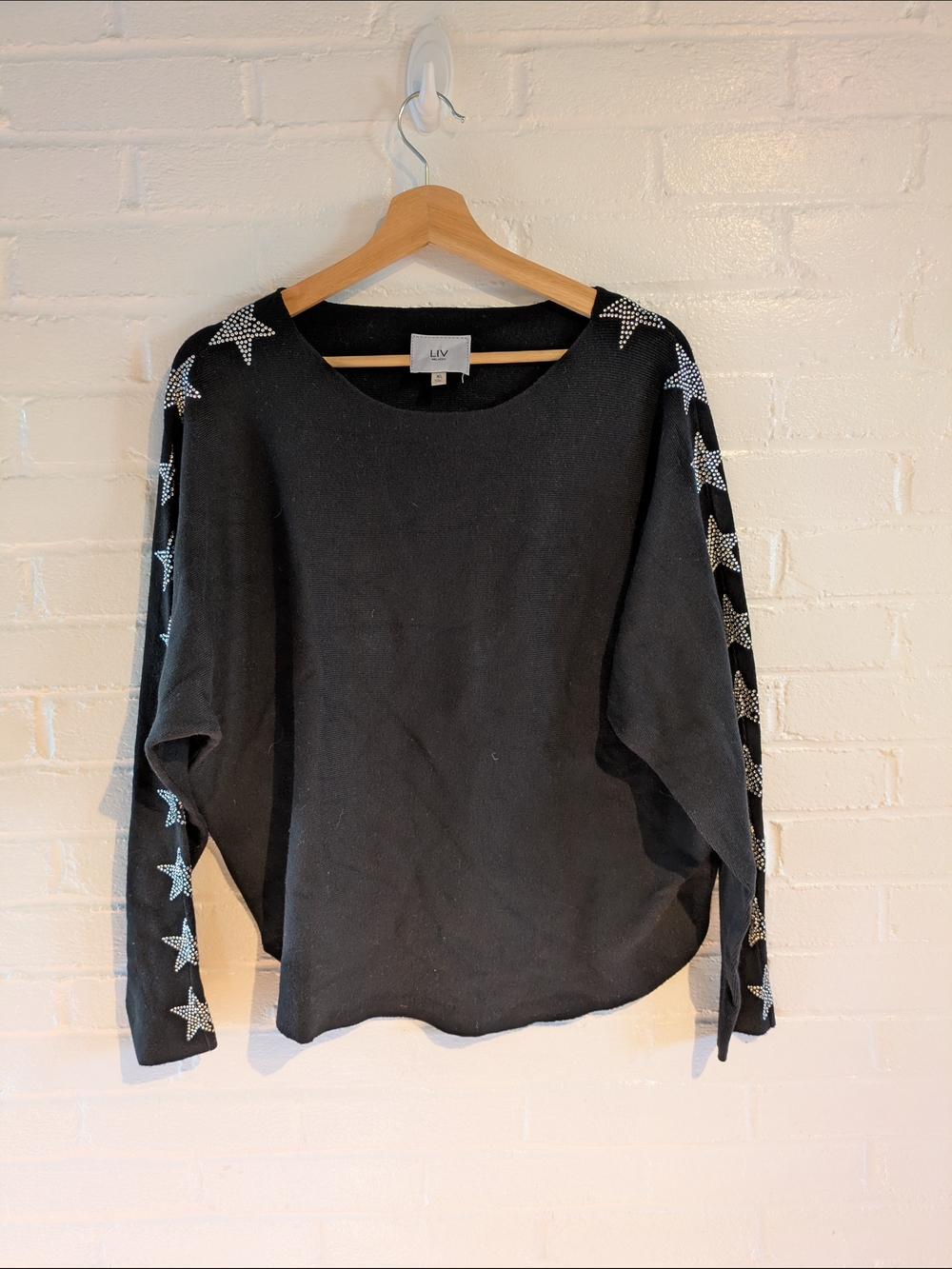 LIV Black Star-Embellished Women's Sweater